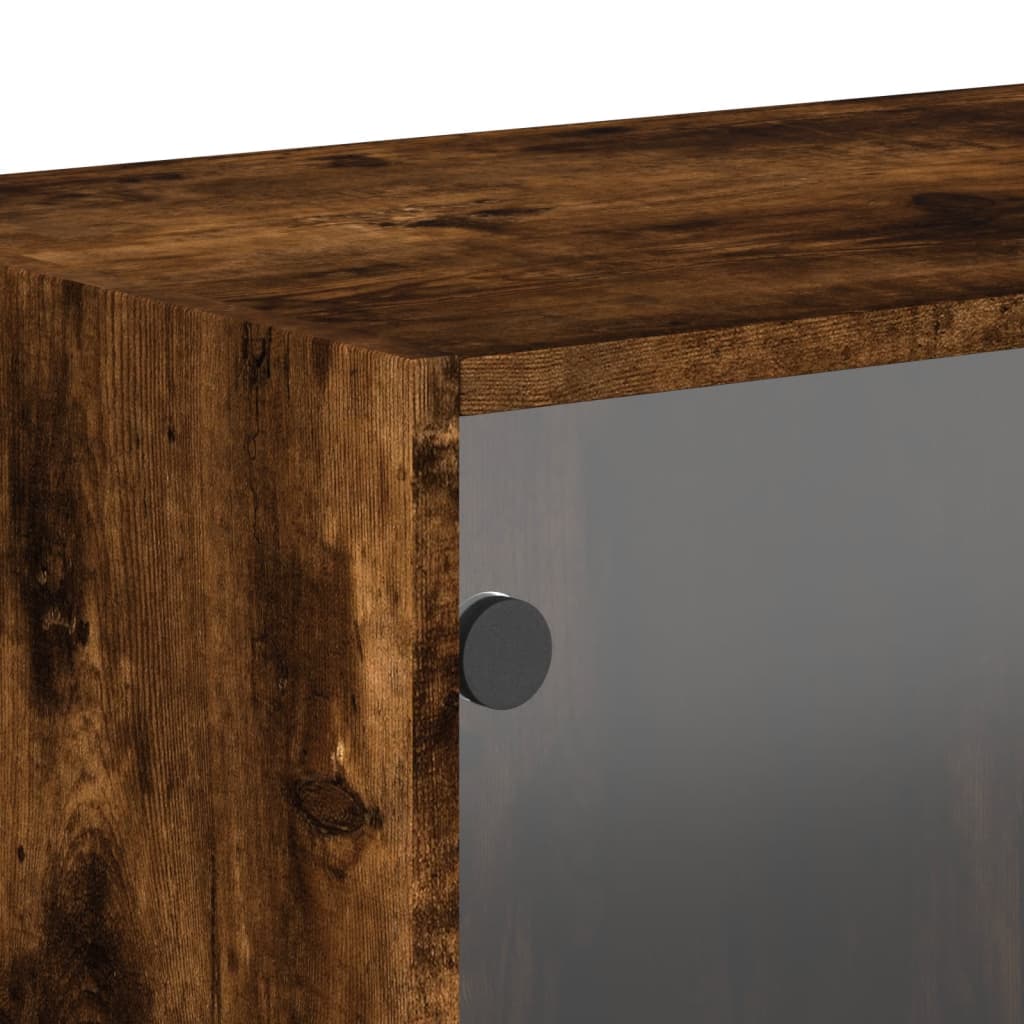 vidaXL Wandschrank mit Glastüren Räuchereiche 68,5x37x35 cm