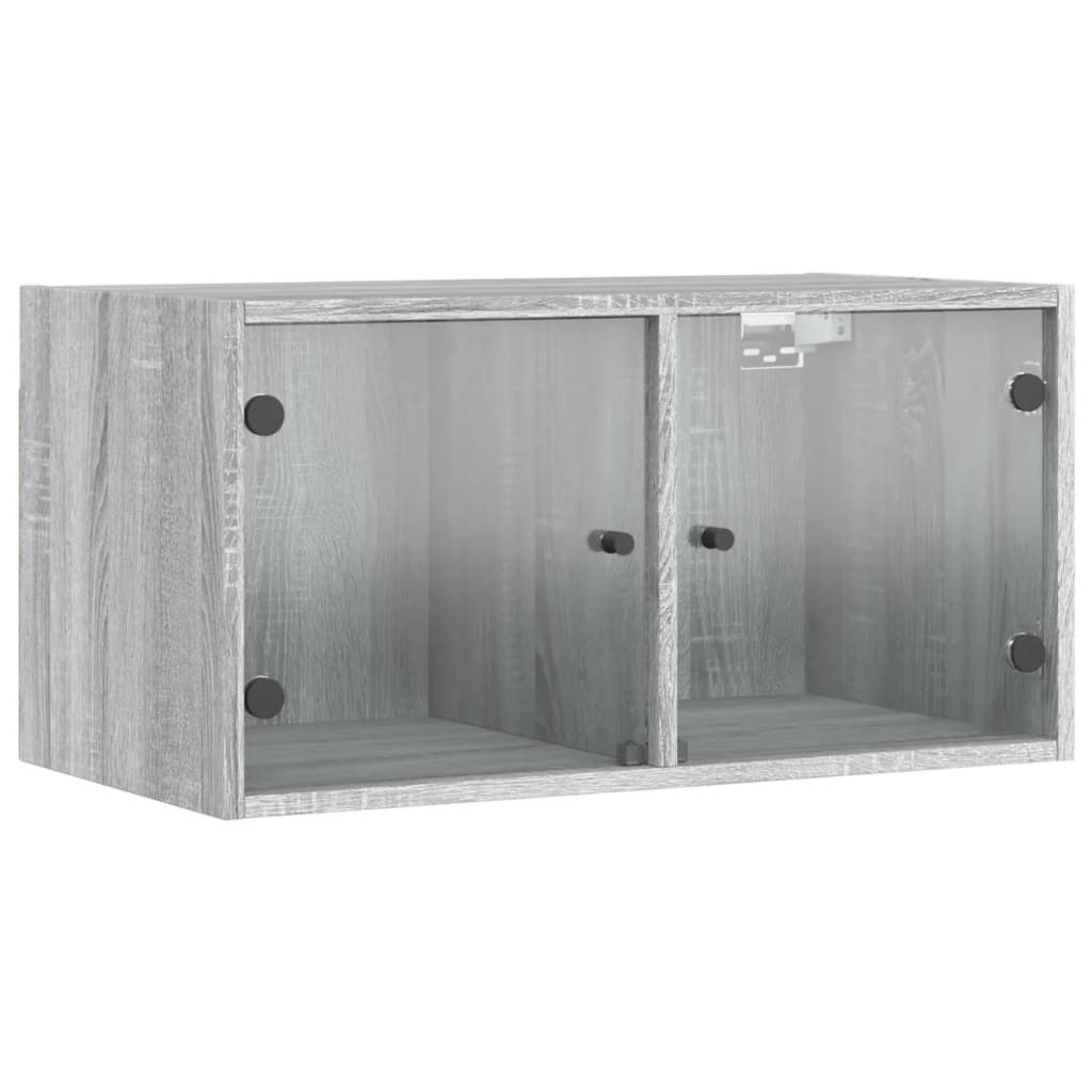 vidaXL Armoires murales avec portes en verre 2 pcs Gris Sonoma 68,5x37x35 cm