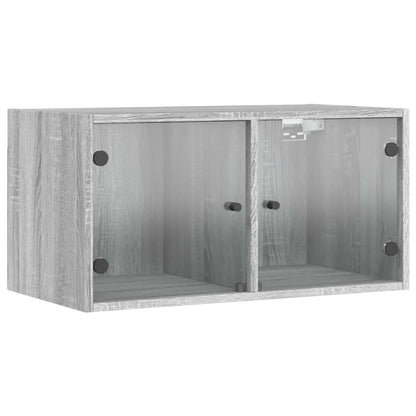 vidaXL Armoires murales avec portes en verre 2 pcs Gris Sonoma 68,5x37x35 cm