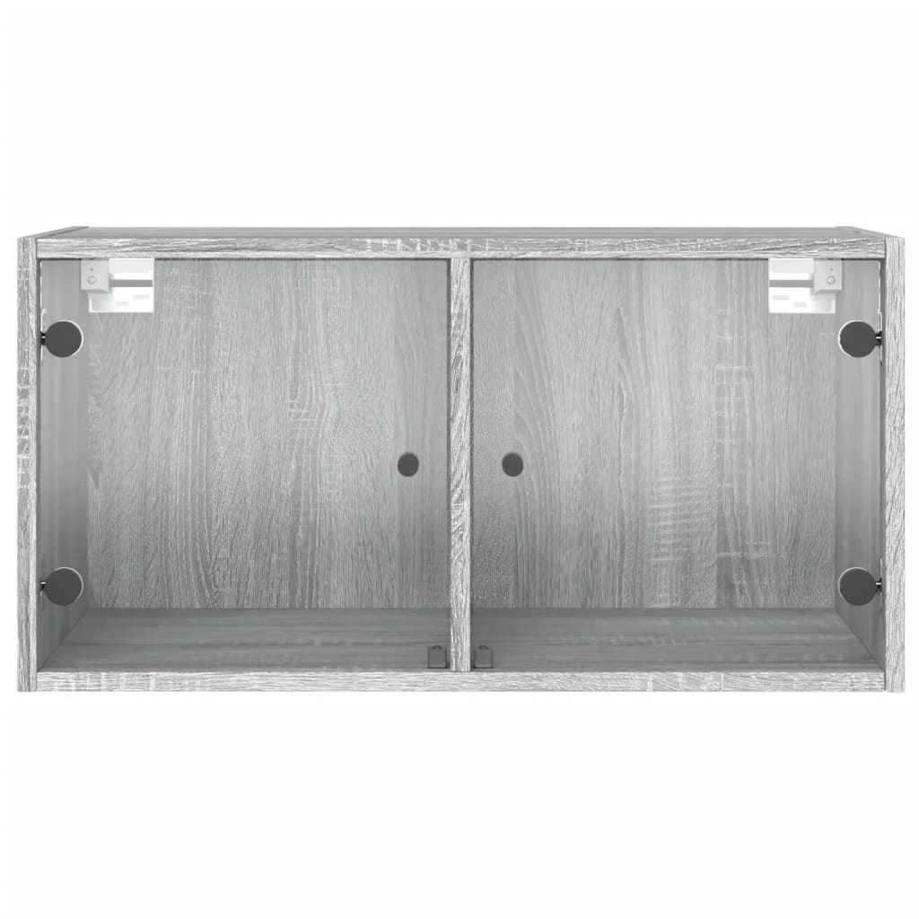 vidaXL Armoires murales avec portes en verre 2 pcs Gris Sonoma 68,5x37x35 cm
