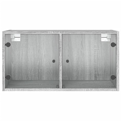 vidaXL Armoires murales avec portes en verre 2 pcs Gris Sonoma 68,5x37x35 cm