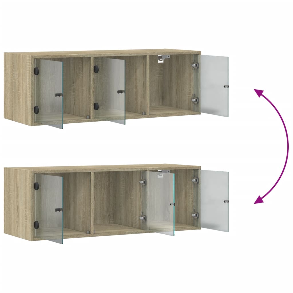 vidaXL Wandschrank mit Glastüren Sonoma-Eiche 102x37x35 cm