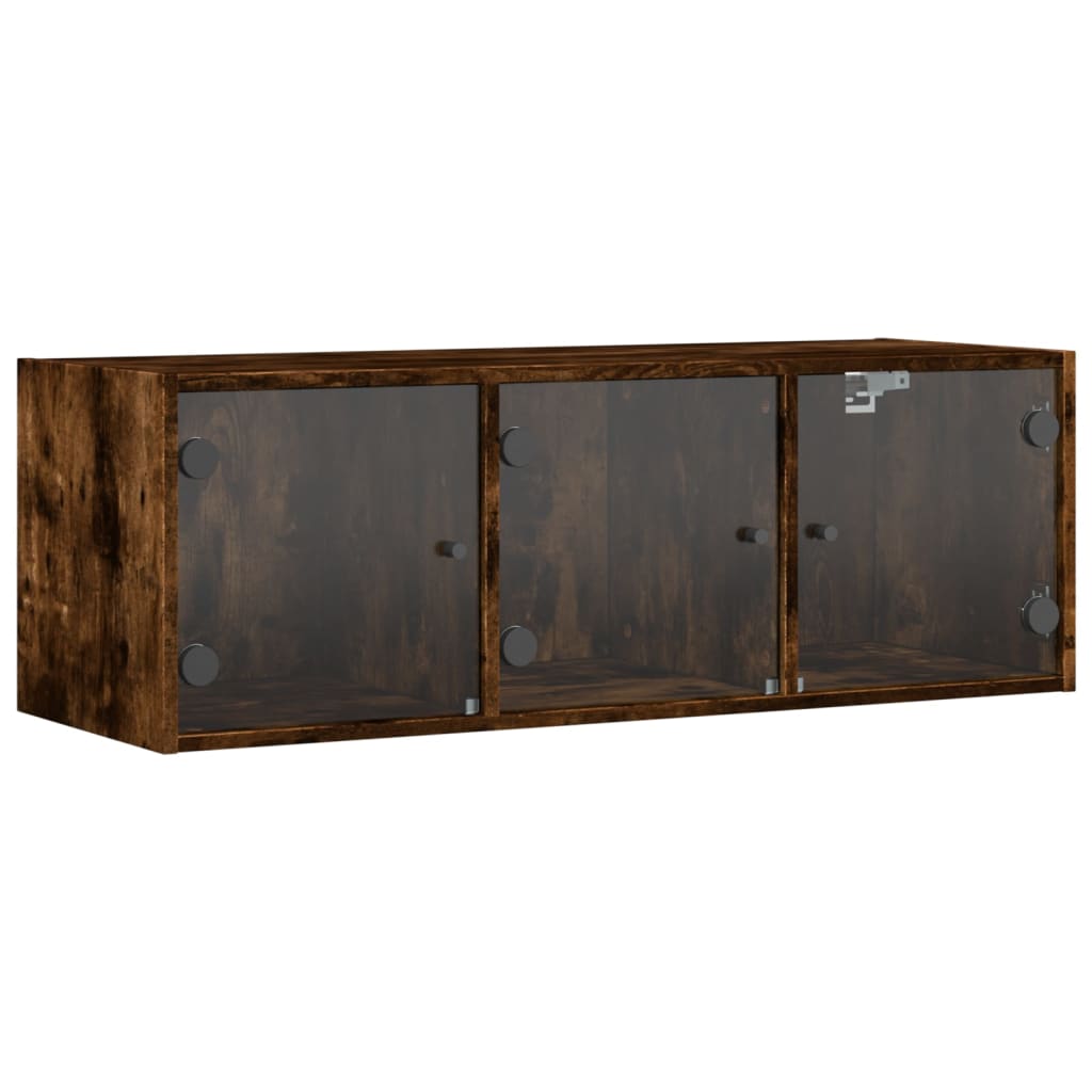 vidaXL Armoire murale avec portes en verre chêne fumé 102x37x35 cm