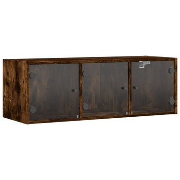 vidaXL Armoire murale avec portes en verre chêne fumé 102x37x35 cm