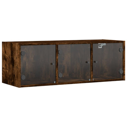 vidaXL Armoire murale avec portes en verre chêne fumé 102x37x35 cm