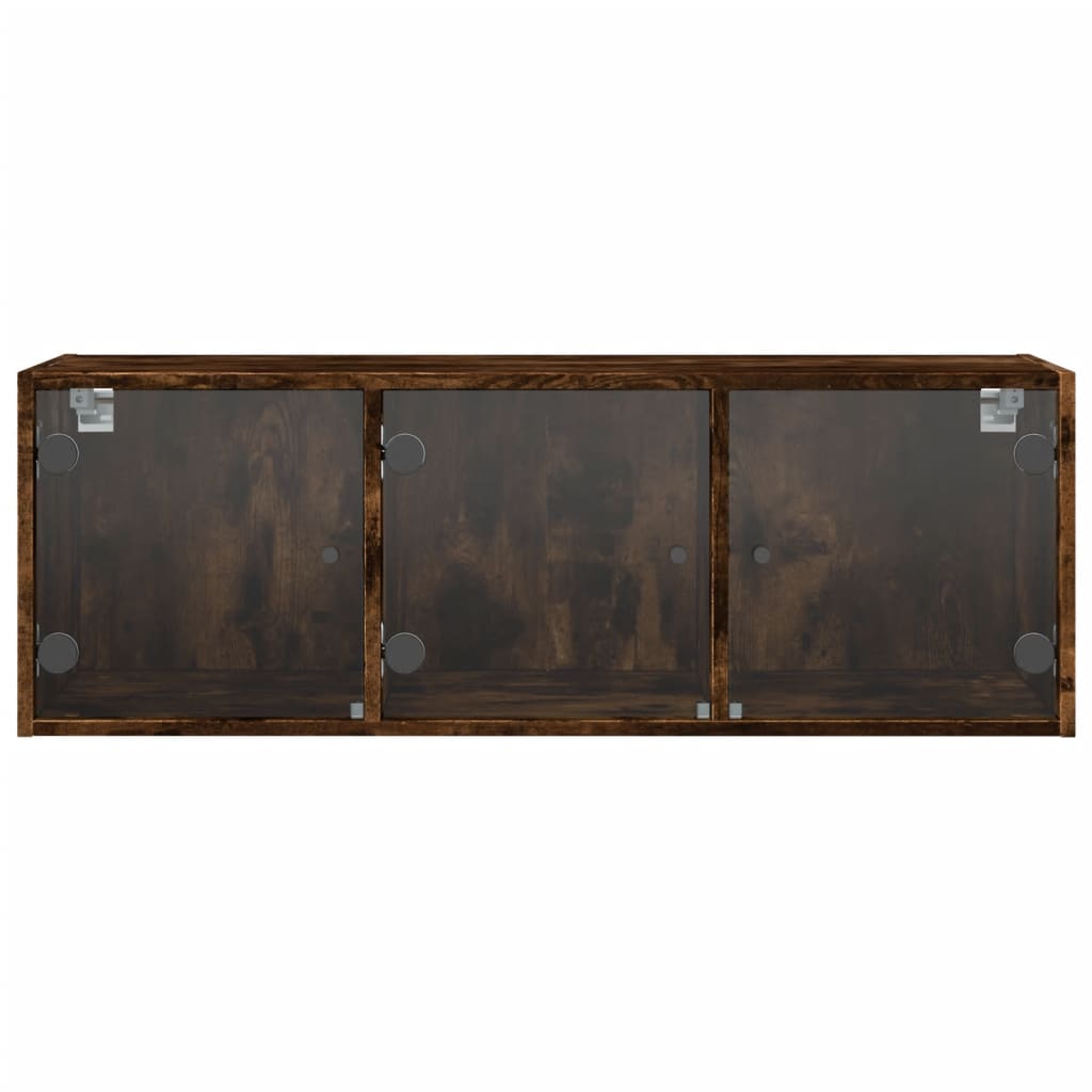 vidaXL Armoire murale avec portes en verre chêne fumé 102x37x35 cm