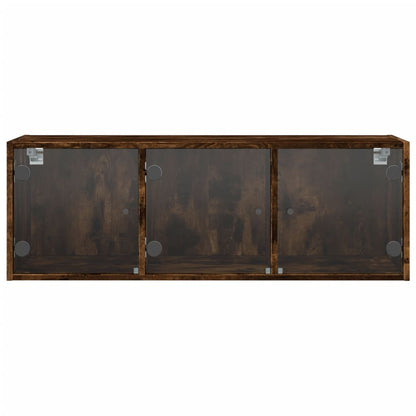 vidaXL Armoire murale avec portes en verre chêne fumé 102x37x35 cm
