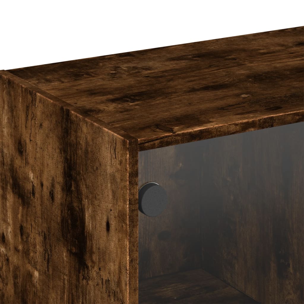 vidaXL Armoire murale avec portes en verre chêne fumé 102x37x35 cm