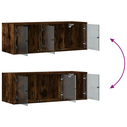 vidaXL Armoire murale avec portes en verre chêne fumé 102x37x35 cm