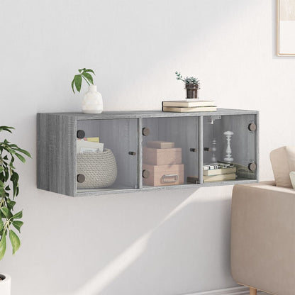 vidaXL Wandschrank mit Glastüren Grau Sonoma 102x37x35 cm