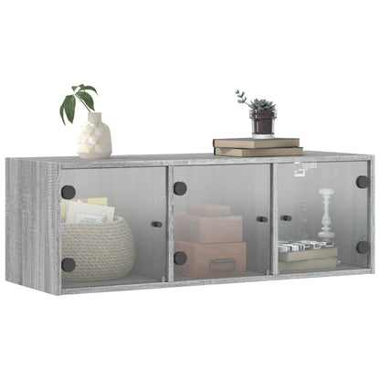 vidaXL Wandschrank mit Glastüren Grau Sonoma 102x37x35 cm