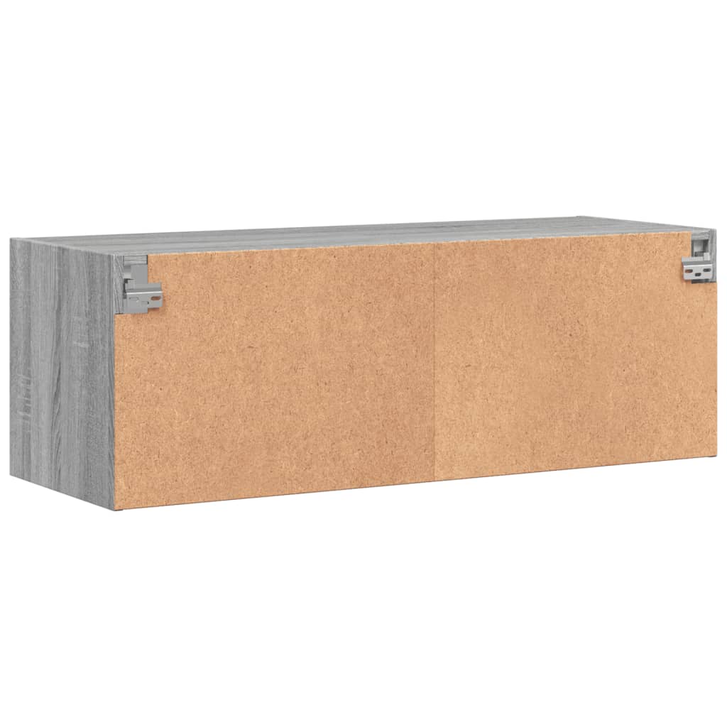 vidaXL Wandschrank mit Glastüren Grau Sonoma 102x37x35 cm