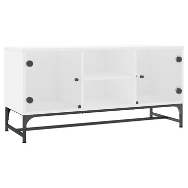 Meuble TV vidaXL avec portes en verre Blanc 102x37x50 cm
