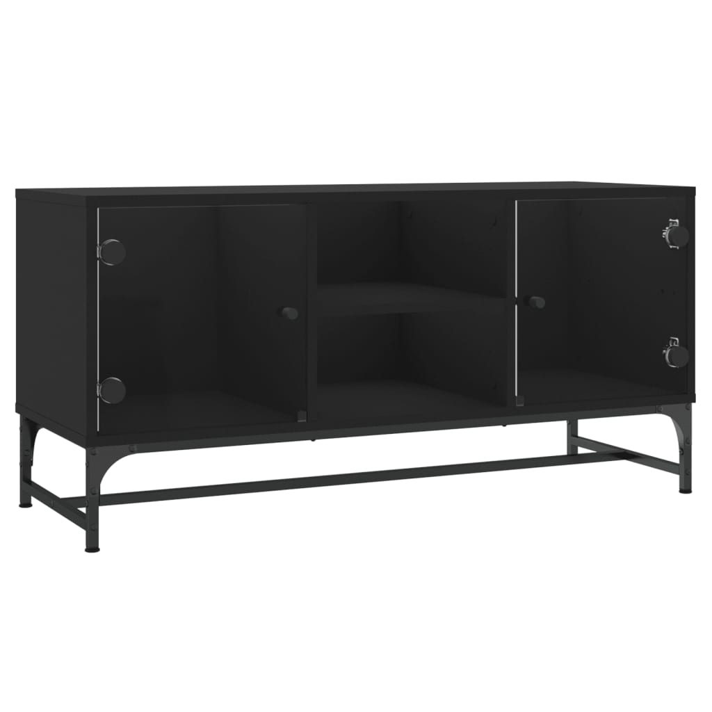 Meuble TV vidaXL avec portes vitrées Noir 102x37x50 cm
