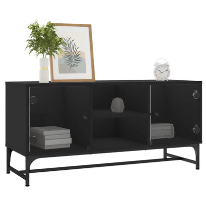 Meuble TV vidaXL avec portes vitrées Noir 102x37x50 cm