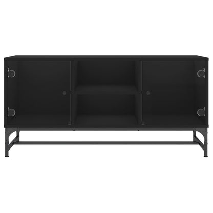 Meuble TV vidaXL avec portes vitrées Noir 102x37x50 cm