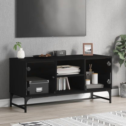 Meuble TV vidaXL avec portes vitrées Noir 102x37x50 cm
