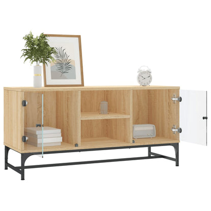 vidaXL TV-Schrank mit Glastüren Sonoma-Eiche 102x37x50 cm