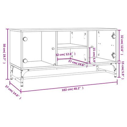 vidaXL TV-Schrank mit Glastüren Sonoma-Eiche 102x37x50 cm