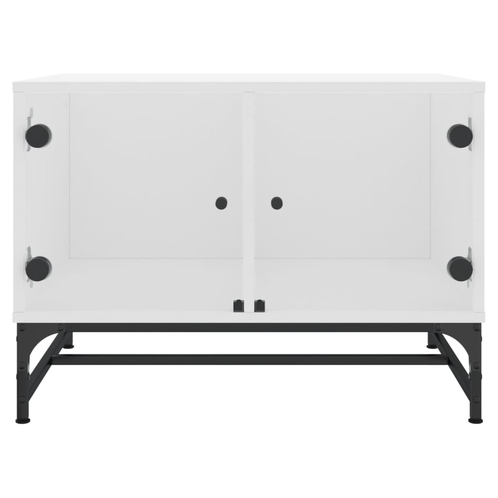 vidaXL Couchtisch mit Glastüren Weiß 68,5x50x50 cm
