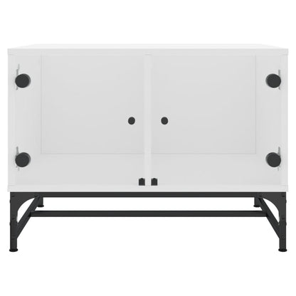vidaXL Couchtisch mit Glastüren Weiß 68,5x50x50 cm
