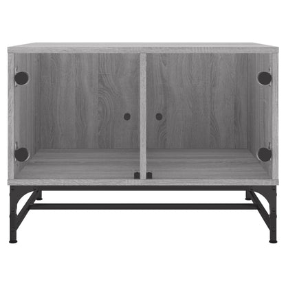 vidaXL Couchtisch mit Glastüren Grau Sonoma 68,5x50x50 cm