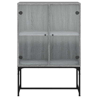 Beistellschrank mit Glastüren Grau Sonoma 69x37x100 cm