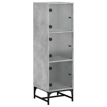 vidaXL Highboard mit Glastüren Betongrau 35x37x120 cm