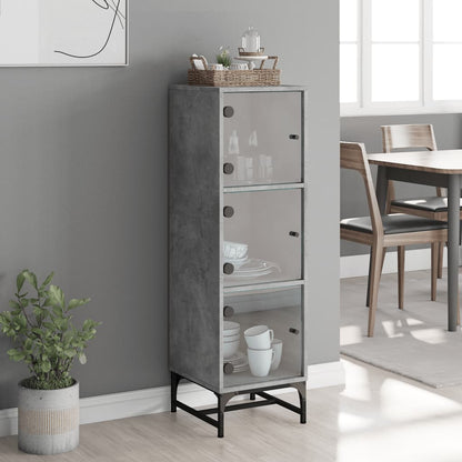 vidaXL Highboard mit Glastüren Betongrau 35x37x120 cm