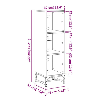 vidaXL Highboard mit Glastüren Betongrau 35x37x120 cm