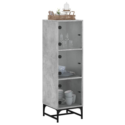 vidaXL Highboard mit Glastüren Betongrau 35x37x120 cm