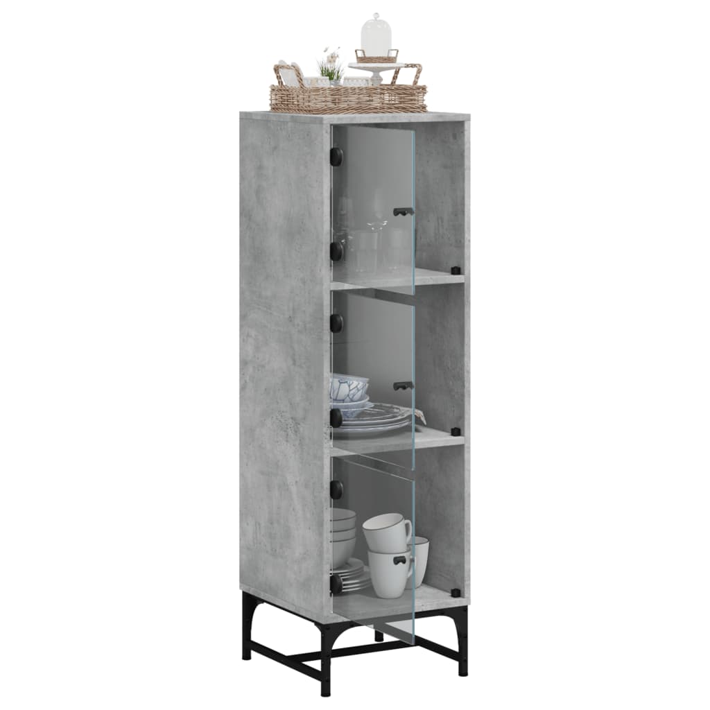 vidaXL Highboard mit Glastüren Betongrau 35x37x120 cm