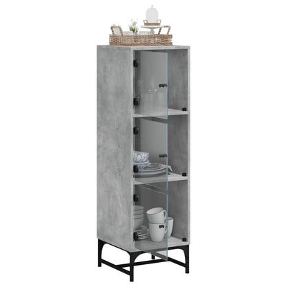 vidaXL Highboard mit Glastüren Betongrau 35x37x120 cm