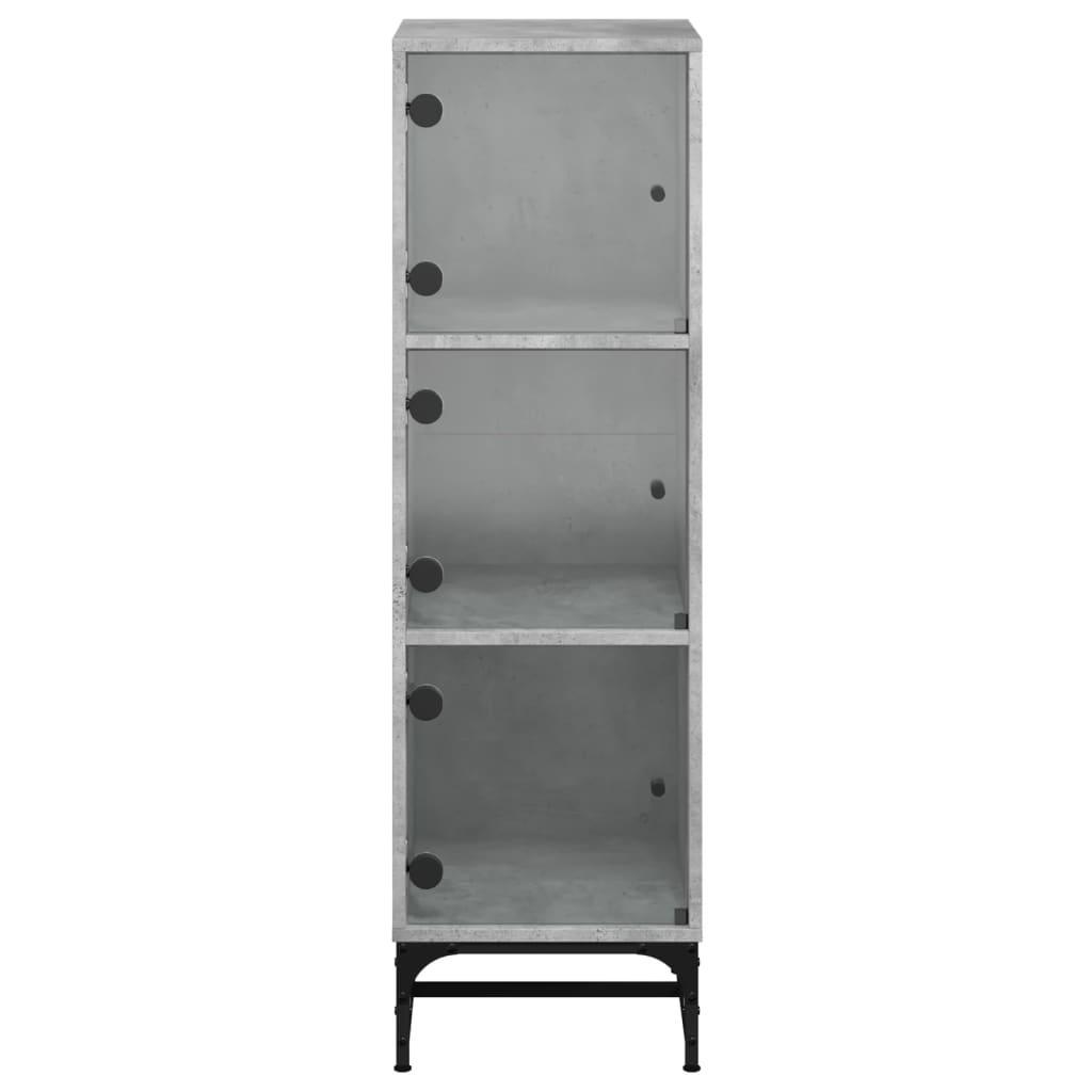 vidaXL Highboard mit Glastüren Betongrau 35x37x120 cm