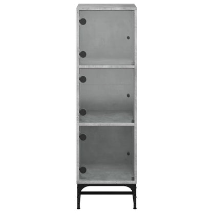 vidaXL Highboard mit Glastüren Betongrau 35x37x120 cm