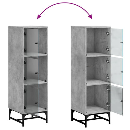 vidaXL Highboard mit Glastüren Betongrau 35x37x120 cm