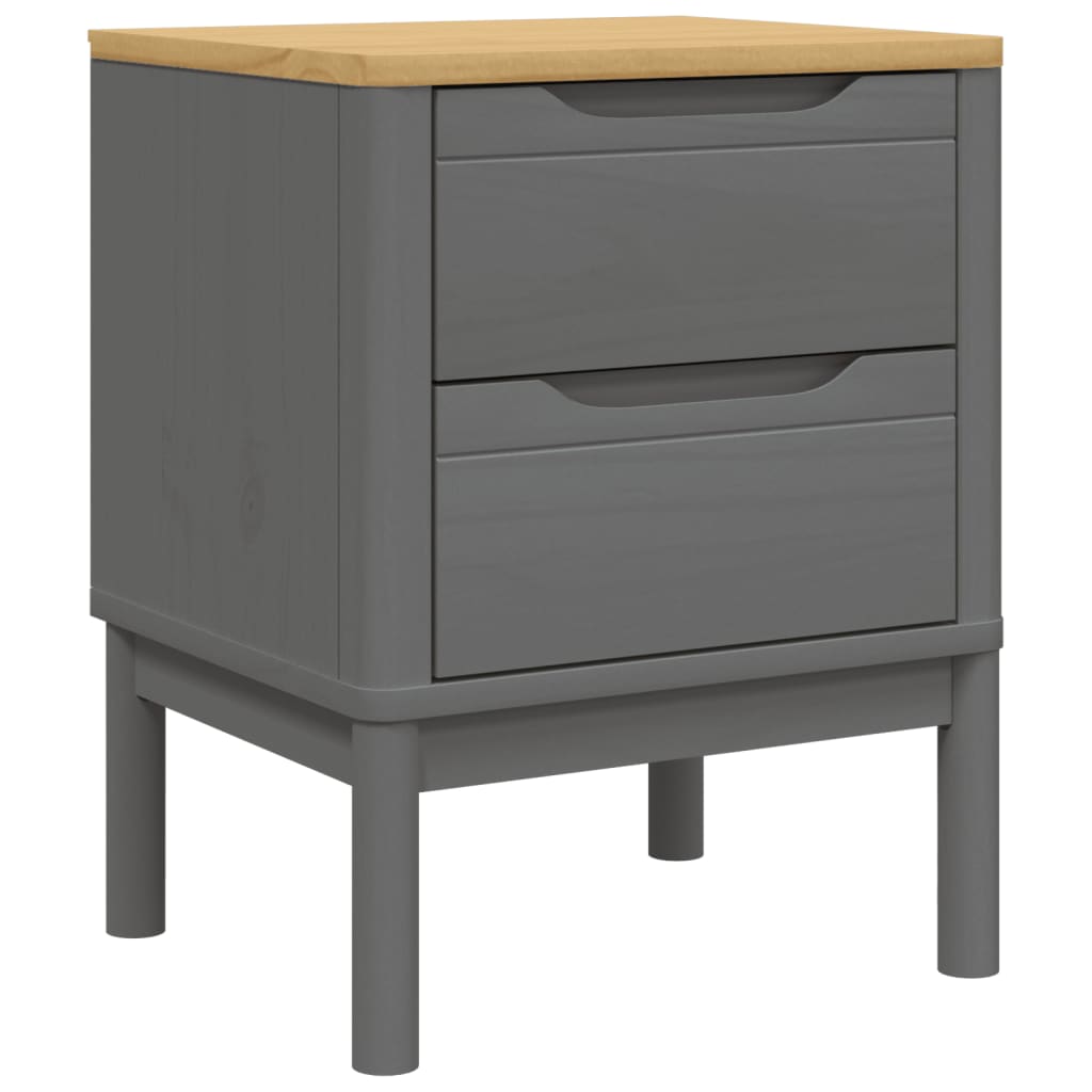 vidaXL Nachttisch Grau 45x39x57 cm Massivholz Kiefer
