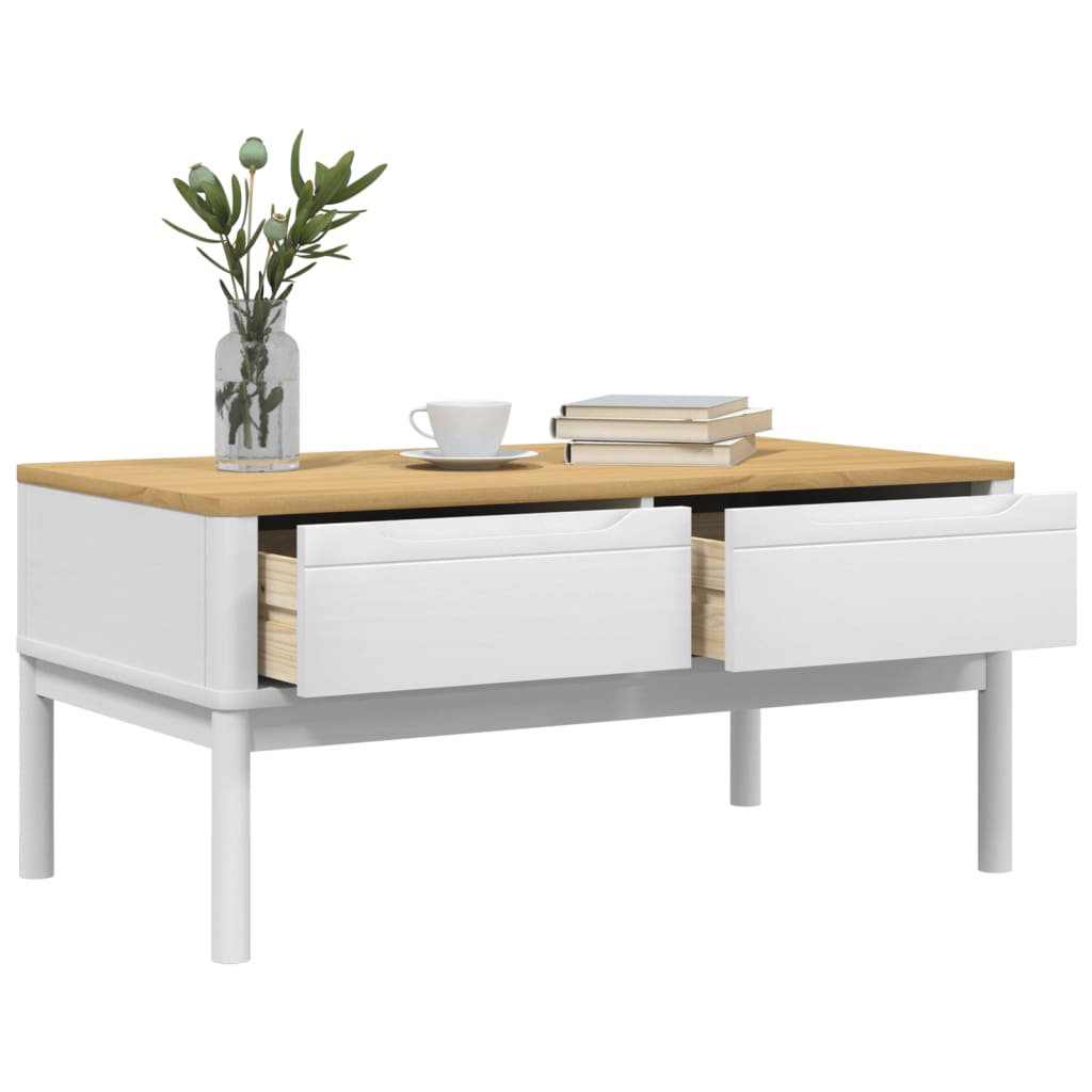 vidaXL Table basse FLORO Blanc 99x55,5x45 cm Bois de pin massif