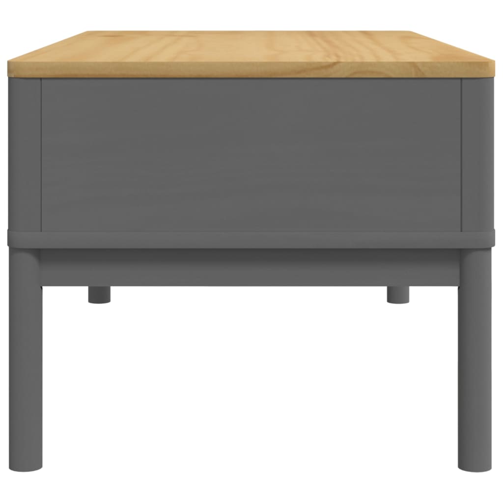 vidaXL Couchtisch FLORO Grau 99x55,5x45 cm Massivholz Kiefer
