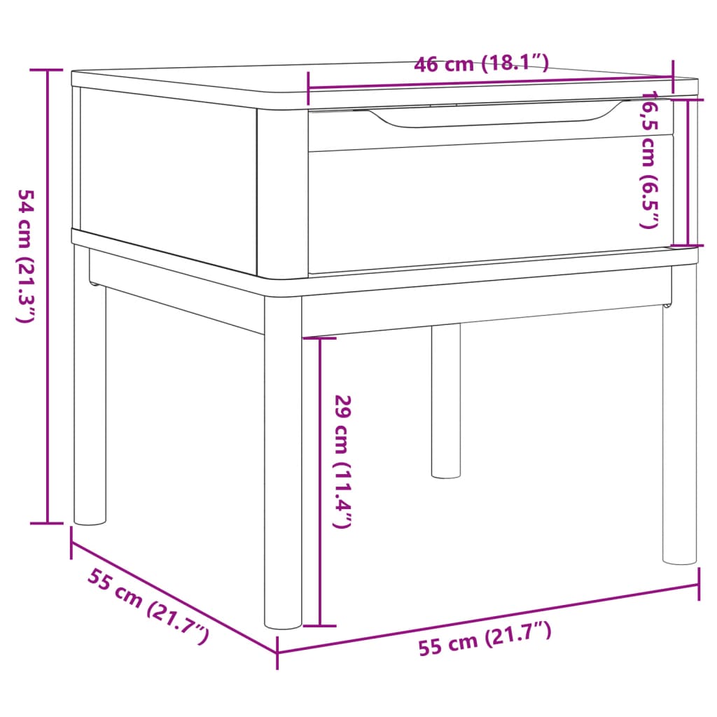 vidaXL Table d'appoint FLORO marron ciré 55x55x54 cm bois de pin massif