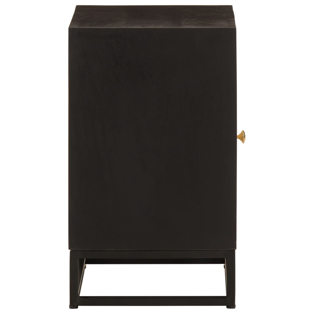 vidaXL Table de chevet Noir 40x30x50 cm Bois de manguier massif et fer