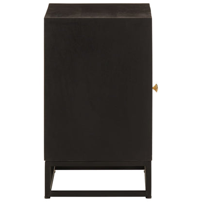vidaXL Table de chevet Noir 40x30x50 cm Bois de manguier massif et fer