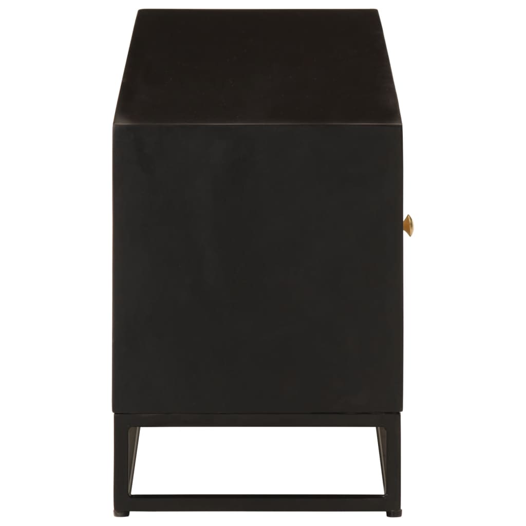 vidaXL TV-Schrank Schwarz 110x30x40 cm Massivholz Mango und Eisen
