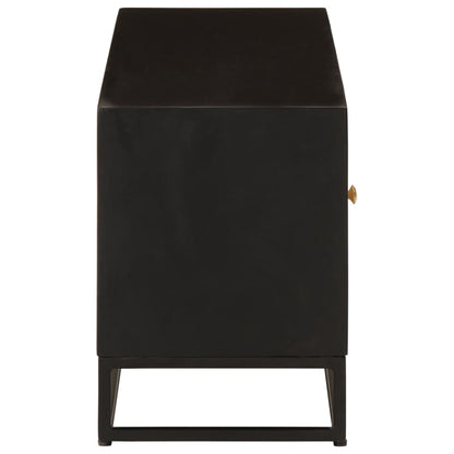 vidaXL TV-Schrank Schwarz 110x30x40 cm Massivholz Mango und Eisen