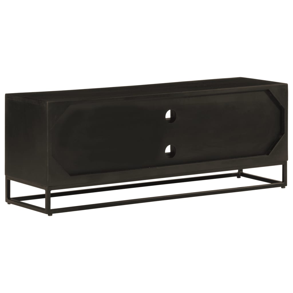vidaXL TV-Schrank Schwarz 110x30x40 cm Massivholz Mango und Eisen
