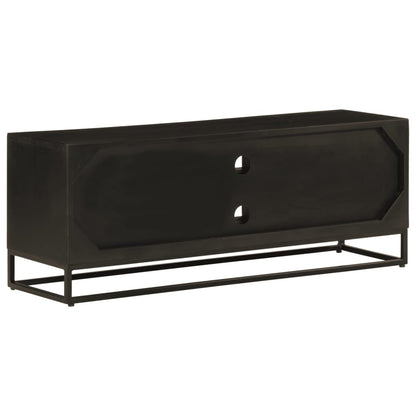 vidaXL TV-Schrank Schwarz 110x30x40 cm Massivholz Mango und Eisen