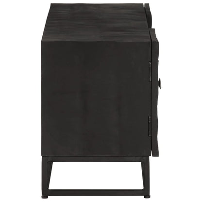 vidaXL TV-Schrank Schwarz 110x30x40 cm Massivholz Mango und Eisen