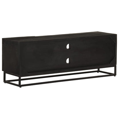 vidaXL TV-Schrank Schwarz 110x30x40 cm Massivholz Mango und Eisen