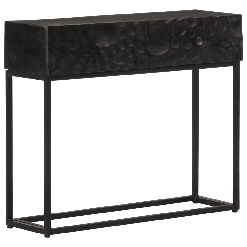 vidaXL Table console Noir 90x30x76 cm Bois de manguier massif et fer