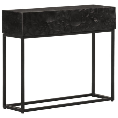 vidaXL Table console Noir 90x30x76 cm Bois de manguier massif et fer